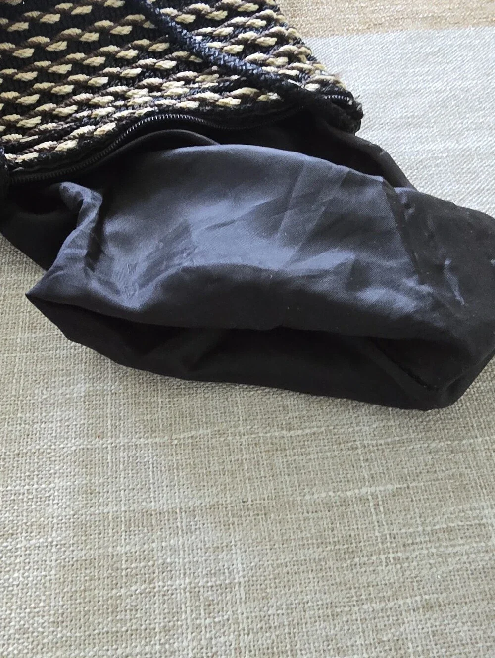 Purse Lot Of 2 Small Handbags Black Woven, Black Faux Leather Crossbody Bag